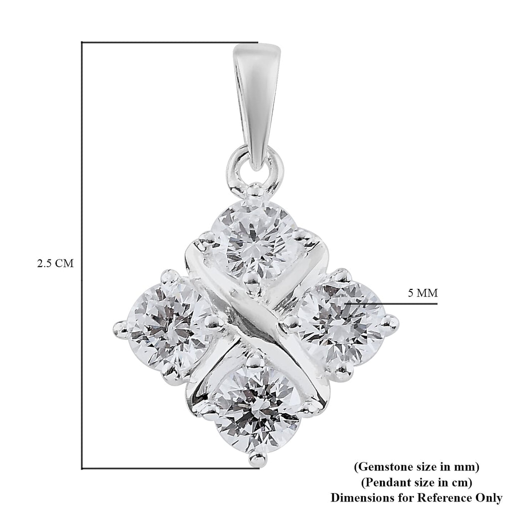 Lustro Stella Sterling Silver Pendant Made with Finest CZ 3.40 Ct.