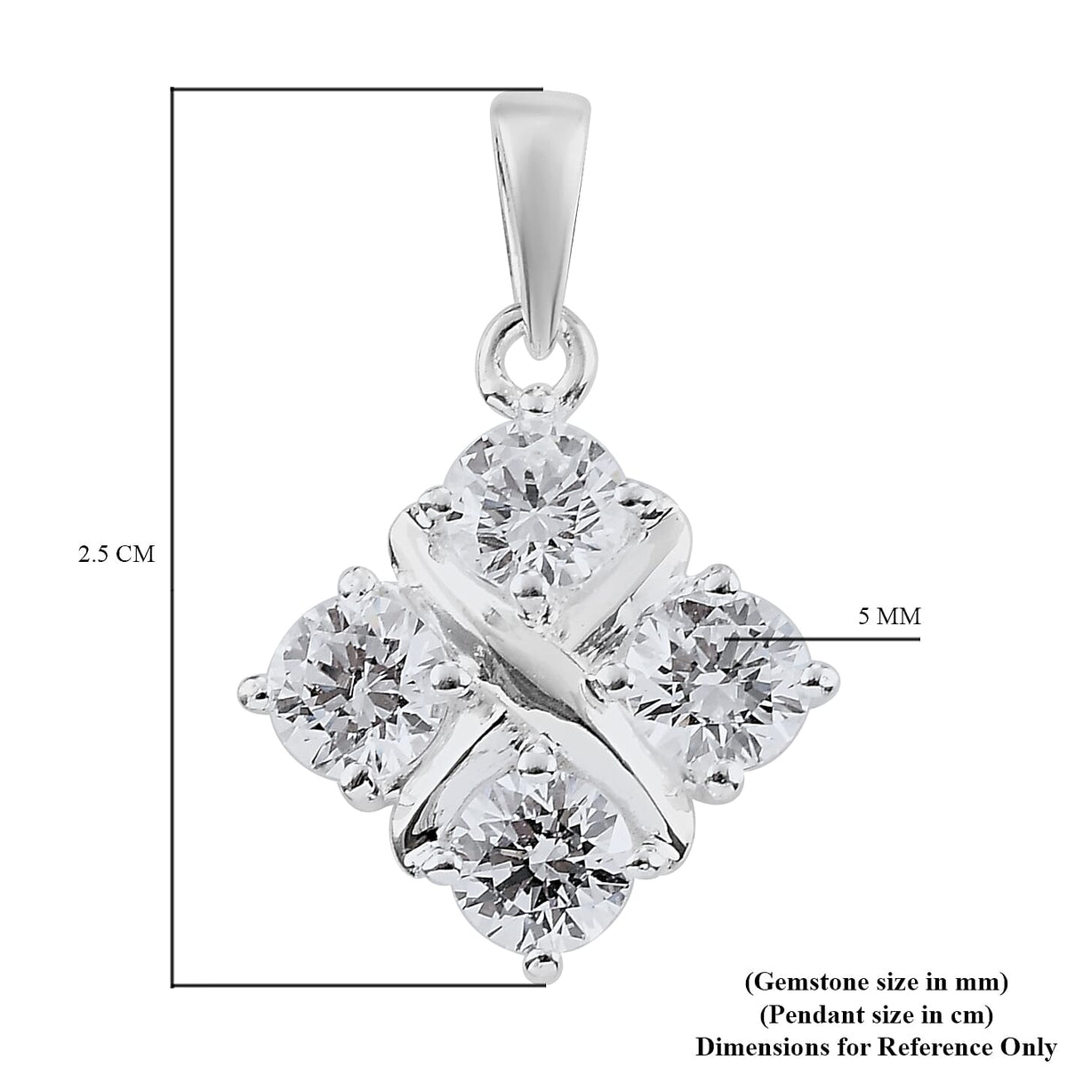 Lustro Stella Made with Finest CZ Pendant in Platinum Plated Sterling Silver 3841457 6