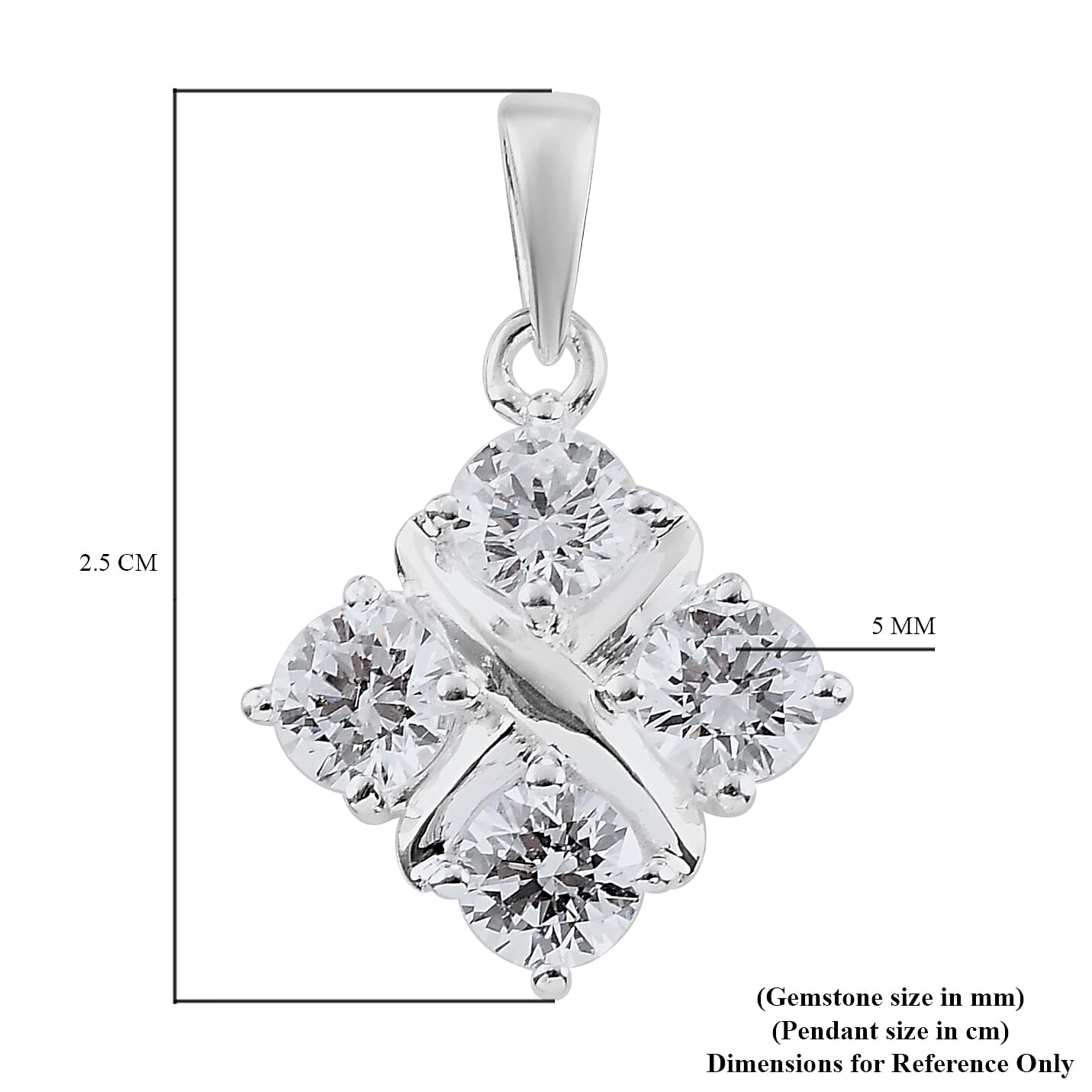Lustro Stella Made with Finest CZ Pendant in Platinum Plated Sterling Silver 3841457 6