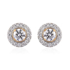 J Francis - 14K Gold Overlay Sterling Silver (Round) Stud Earrings (with Push Back) Made with Finest CZ 6.44 Ct.