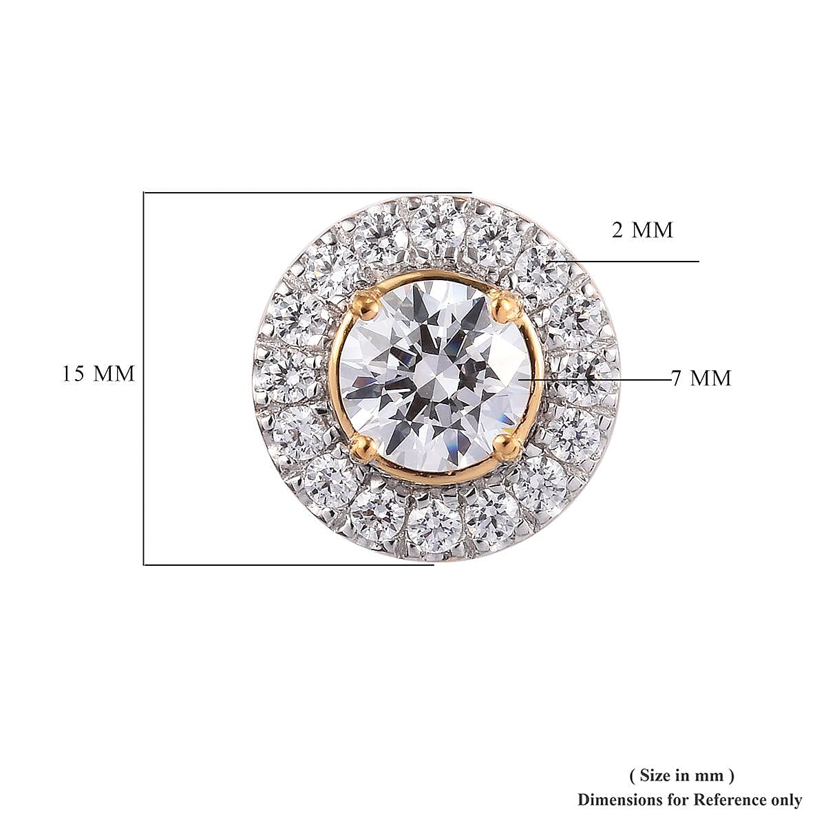 Lustro Stella Made with Finest CZ Round Stud Earrings in Gold plated Sterling Silver 3632602 5