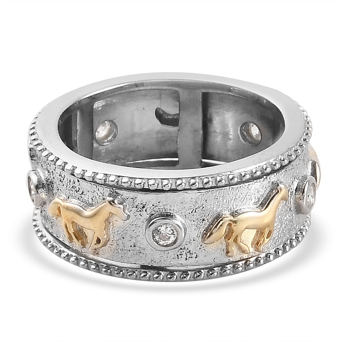 Lustro Stella Made with Finest CZ Spinner Ring in Dual Plated Sterling Silver 3865793 0