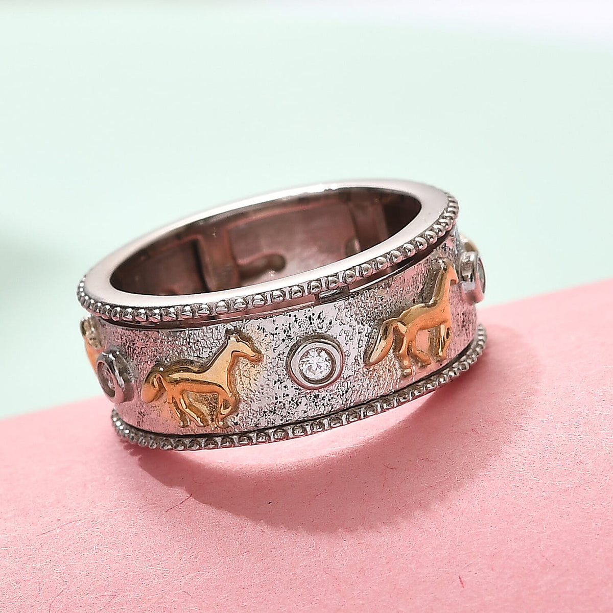 Lustro Stella Made with Finest CZ Spinner Ring in Dual Plated Sterling Silver 3865793 2