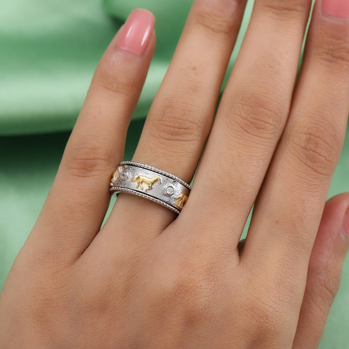 Lustro Stella Made with Finest CZ Spinner Ring in Dual Plated Sterling Silver 3865793 3