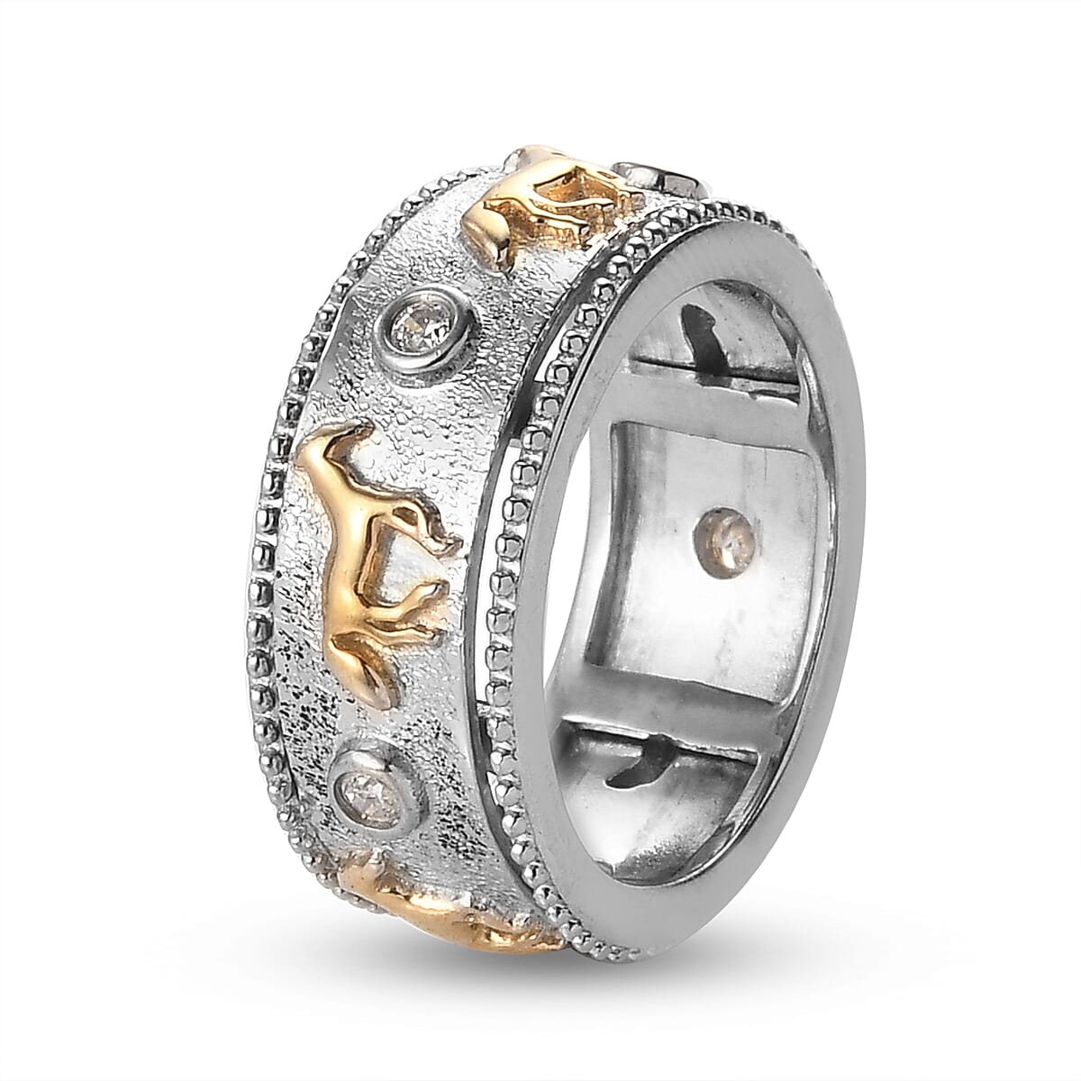 Lustro Stella Made with Finest CZ Spinner Ring in Dual Plated Sterling Silver 3865793 4