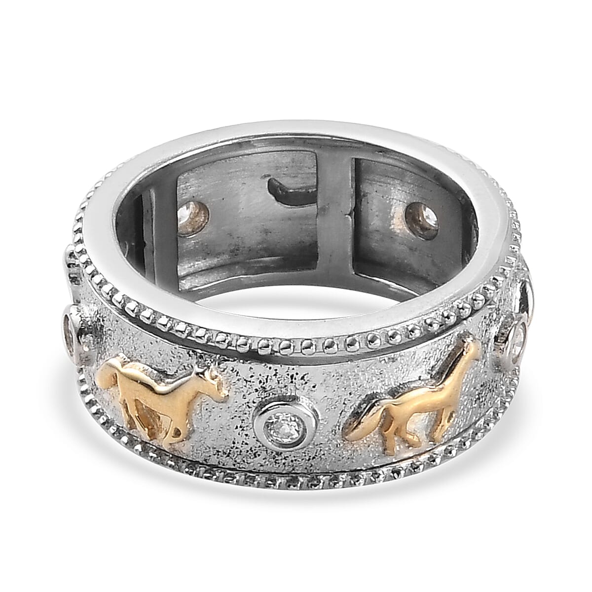 Lustro Stella Made with Finest CZ Spinner Ring in Dual Plated Sterling Silver 3865793 5
