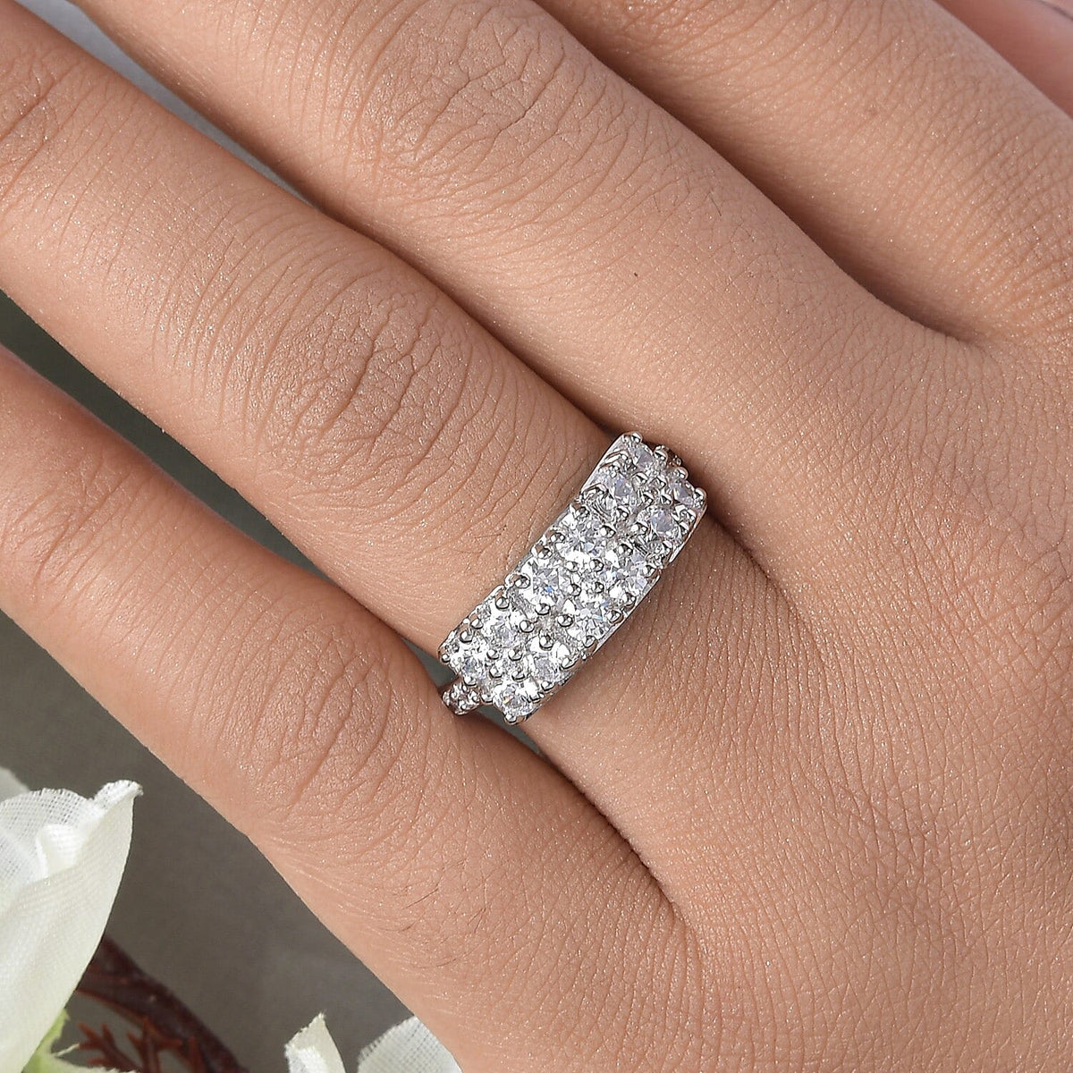 Lustro Stella Made with Finest CZ ZARCONIA Ring in Platinum Plated Sterling Silver 3829816 3