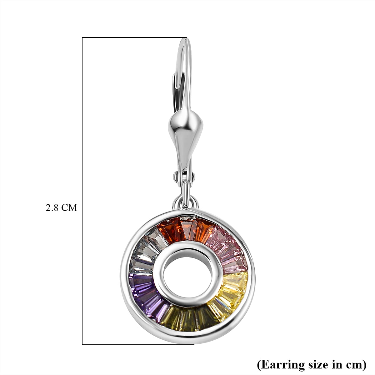 Lustro Stella - Multi Colour Cubic Zirconia  Earrings in Rhodium Overlay Sterling Silver 7813748 3