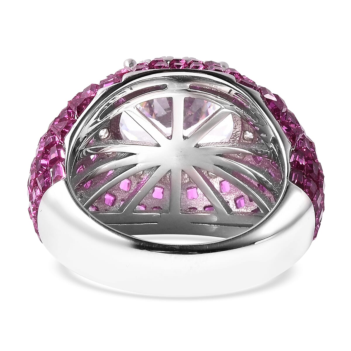 Lustro Stella Mystery Setting 11.43 Ct Simulated Ruby and Simulated Diamond Ring in Platinum Plated Sterling Silver 3730355 4