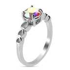Lustro Stella 3 Piece Set - AB Colour Crystal Solitaire Ring, Pendant and Stud Earrings (with Push Back) in Sterling Silver