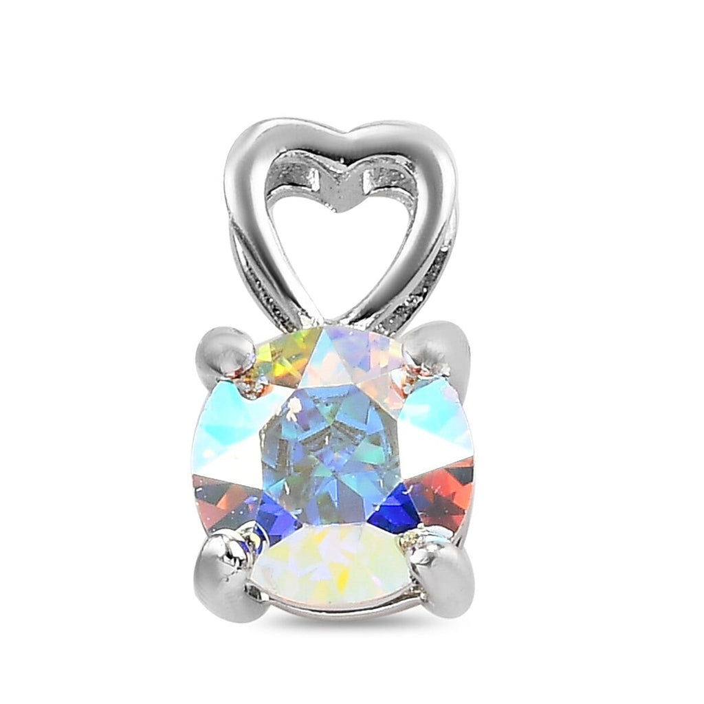 Lustro Stella 3 Piece Set - AB Colour Crystal Solitaire Ring, Pendant and Stud Earrings (with Push Back) in Sterling Silver