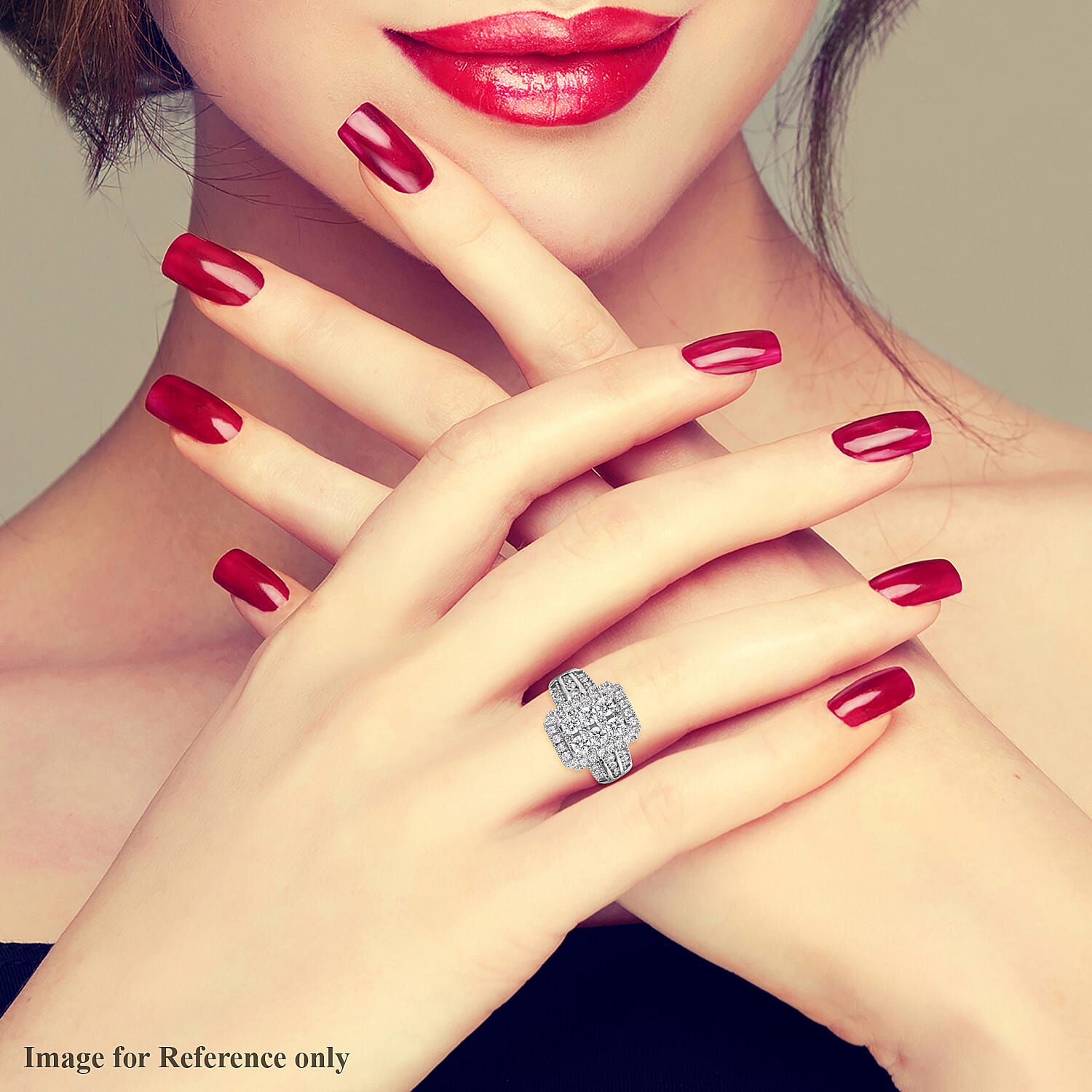 Lustro Stella Platinum Overlay Sterling Silver Cluster Ring Made with Finest CZ 3.41 Ct, Silver Wt. 5.92 Gms 3712097 3