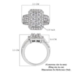 Lustro Stella Platinum Overlay Sterling Silver Cluster Ring Made with Finest CZ 3.41 Ct, Silver Wt. 5.92 Gms