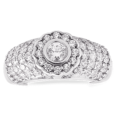 Lustro Stella Platinum Overlay Sterling Silver Cluster Ring Made with Finest CZ 3830146 6