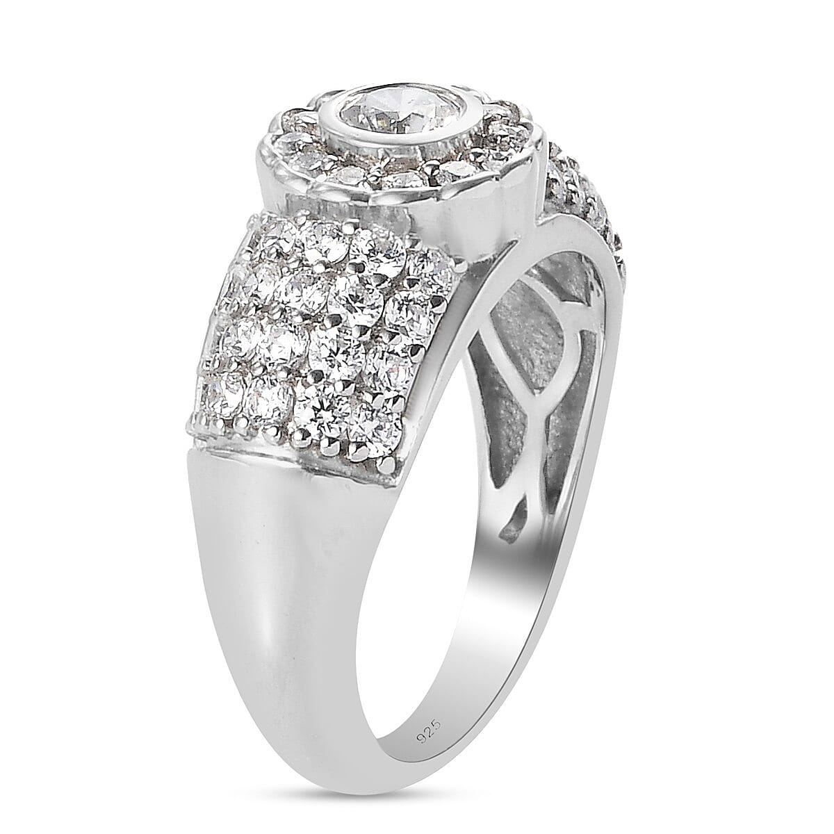 Lustro Stella Platinum Overlay Sterling Silver Ring Made with Finest CZ 2.53 Ct. 3830151 8