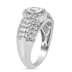 Lustro Stella Platinum Overlay Sterling Silver Ring Made with Finest CZ 2.53 Ct.