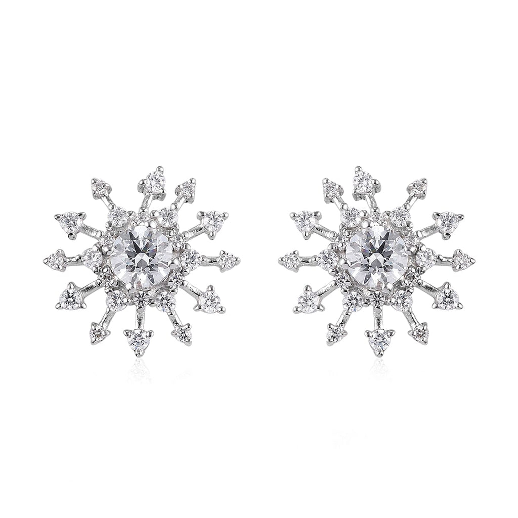Lustro Stella - Platinum Overlay Sterling Silver Stud Earrings (with Push Back) Made with Finest CZ 6.80 Ct.