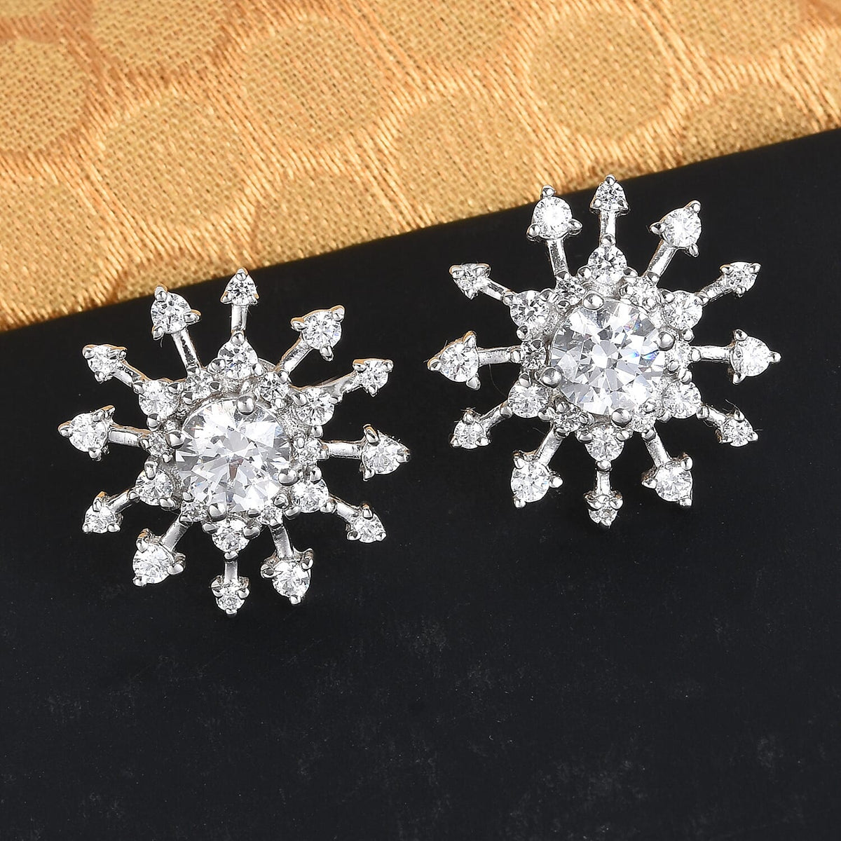 Lustro Stella - Platinum Overlay Sterling Silver Stud Earrings (with Push Back) Made with Finest CZ 6.80 Ct. 3674583 1