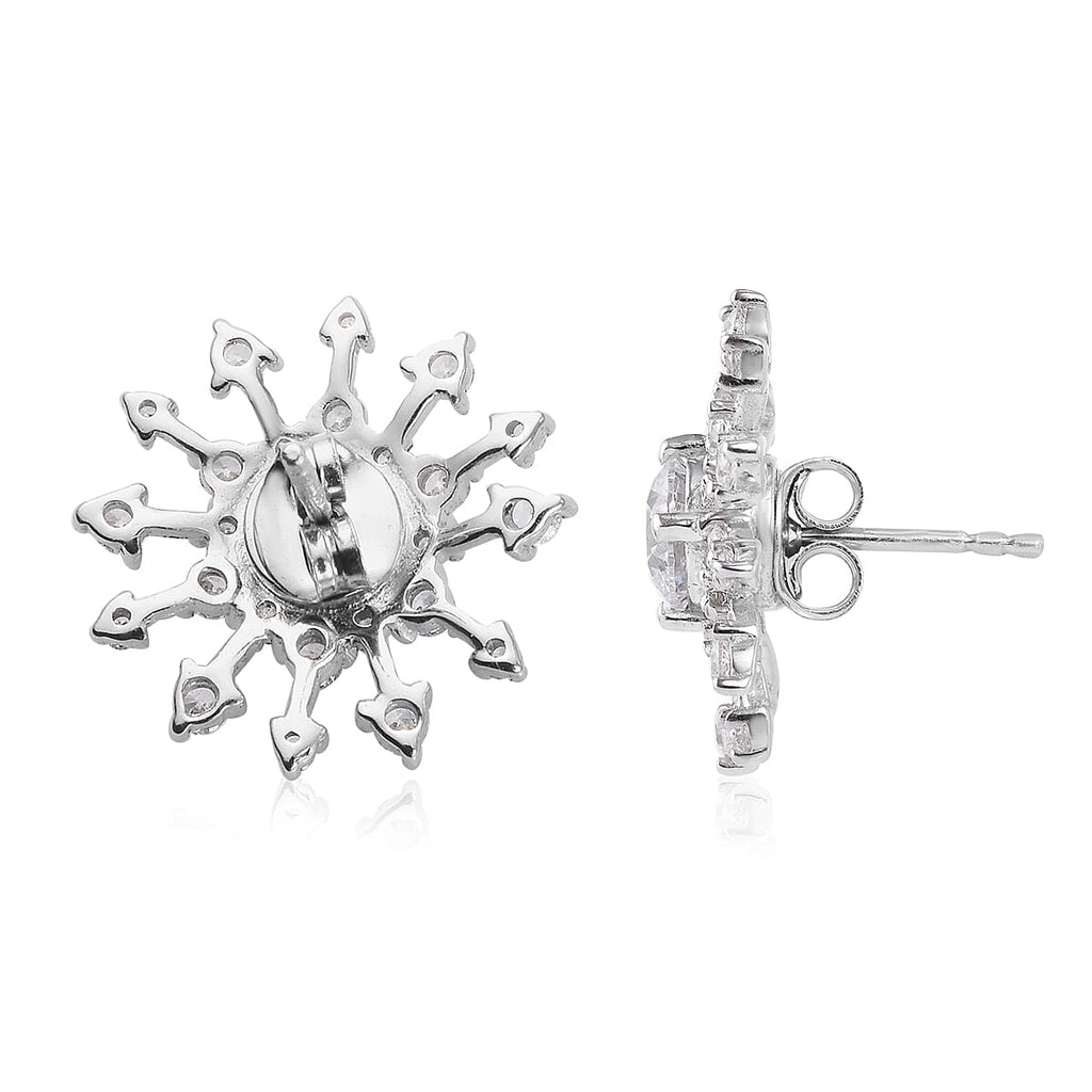 Lustro Stella - Platinum Overlay Sterling Silver Stud Earrings (with Push Back) Made with Finest CZ 6.80 Ct.