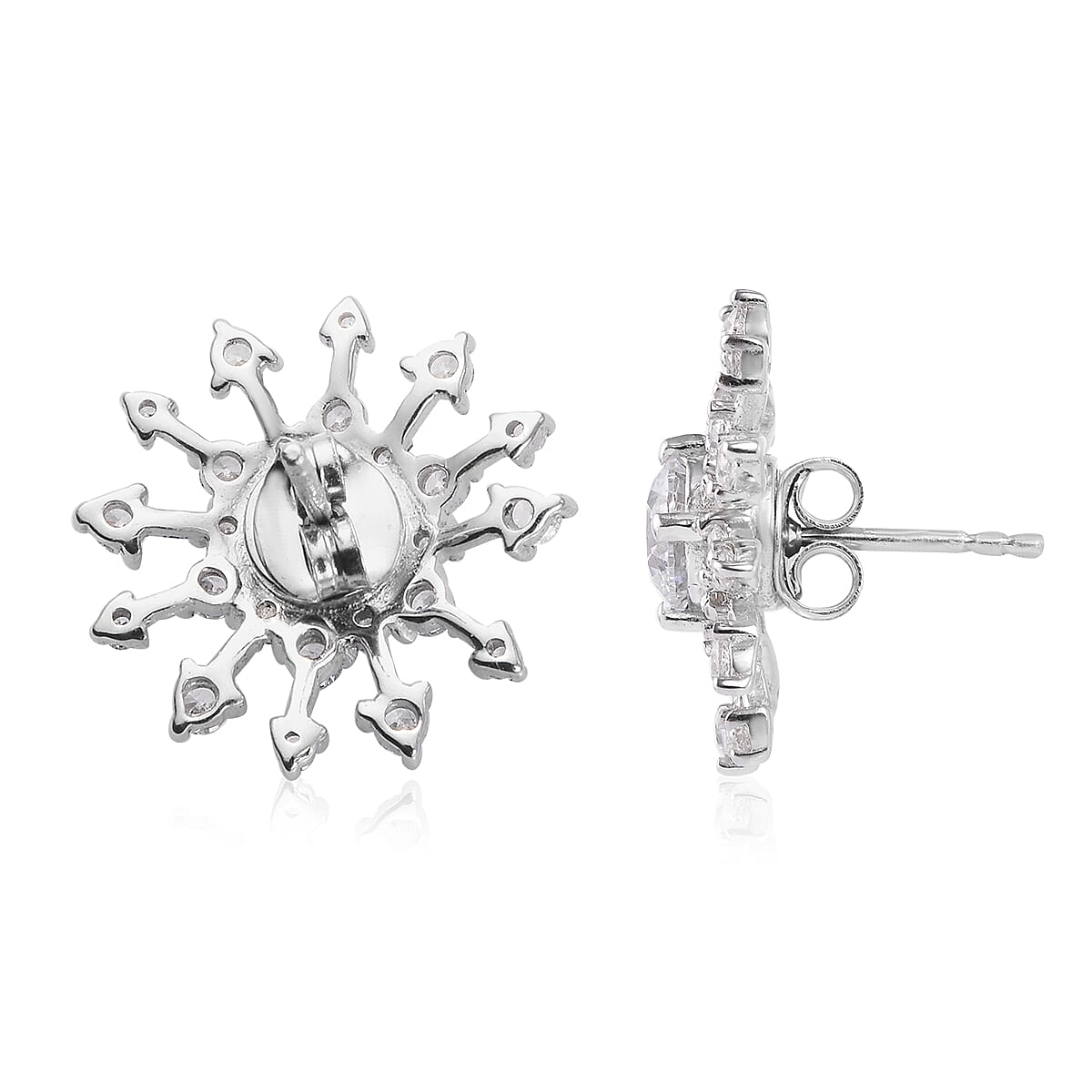 Lustro Stella - Platinum Overlay Sterling Silver Stud Earrings (with Push Back) Made with Finest CZ 6.80 Ct. 3674583 3
