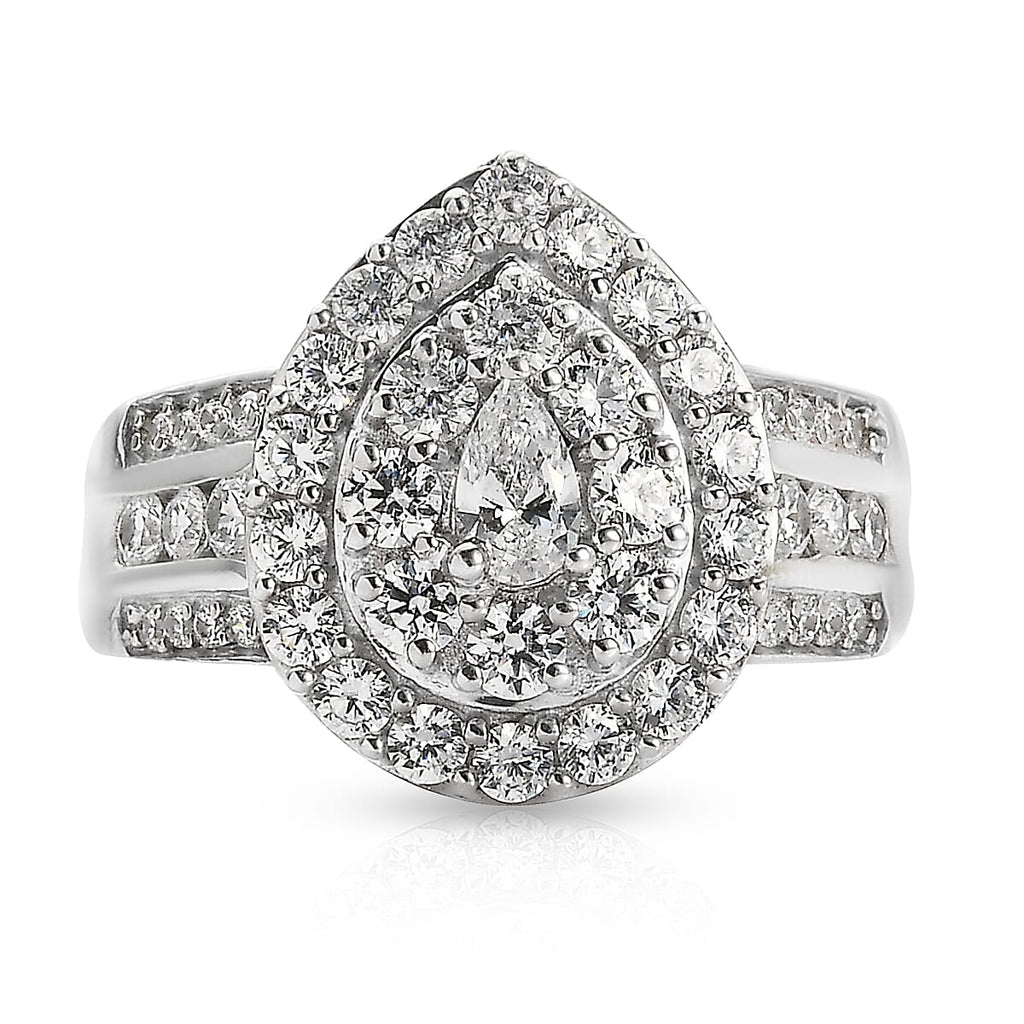 Lustro Stella Platinum Overlay Sterling Silver Ring Made with Finest CZ 2.57 Ct.