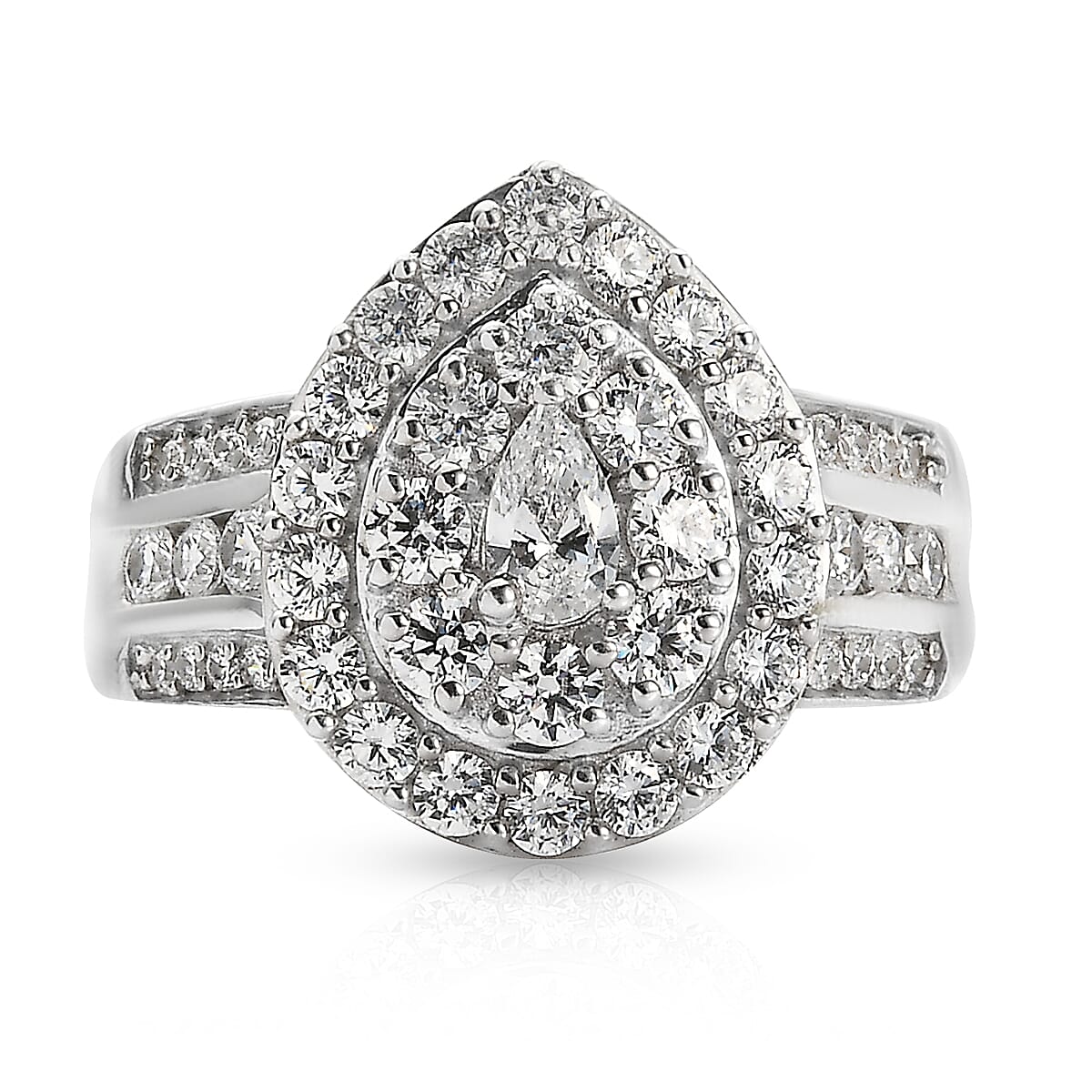 Lustro Stella - Platinum Plated Sterling Silver Ring Finest CZ 2.57 Ct. 7195033 0
