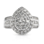 Lustro Stella Platinum Overlay Sterling Silver Ring Made with Finest CZ 2.57 Ct.