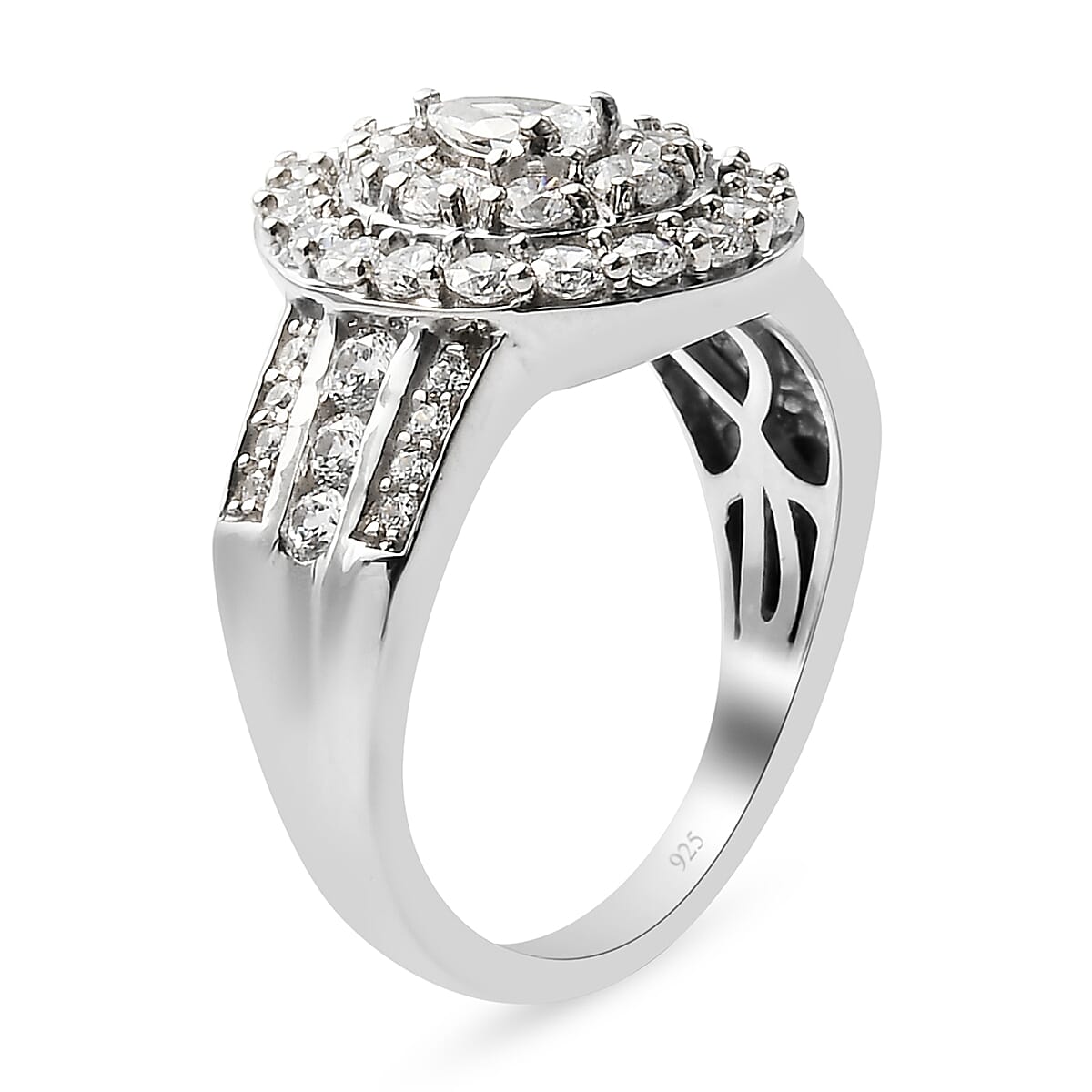 Lustro Stella - Platinum Plated Sterling Silver Ring Finest CZ 2.57 Ct. 7195033 4