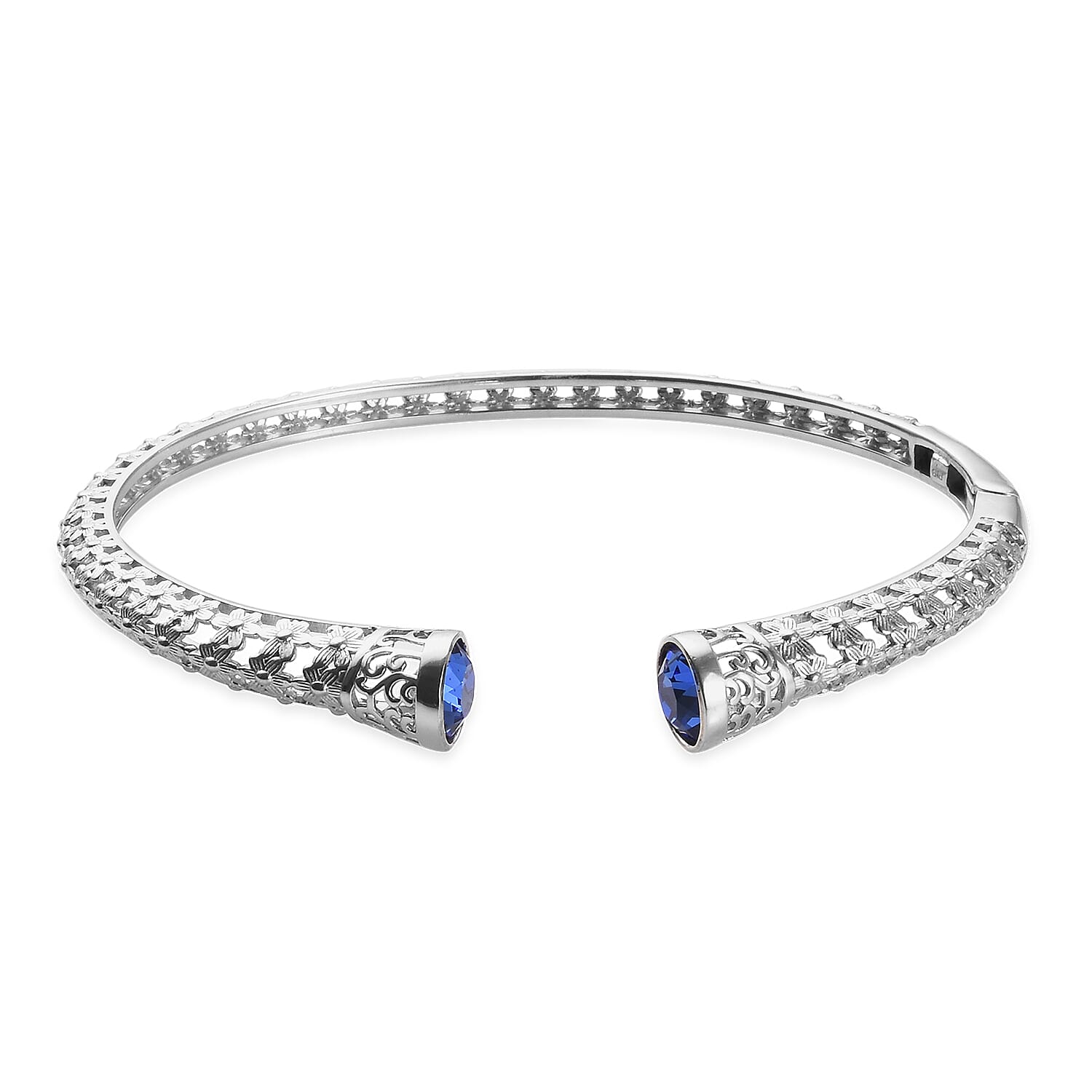 Lustro Stella Sapphire Colour  Cuff Bangle in Platinum Plated 7.5 Inch 3555676 0