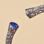 J Francis -  Sapphire Colour Crystal (Rnd) Bangle (Size 7.5) in Silver Tone