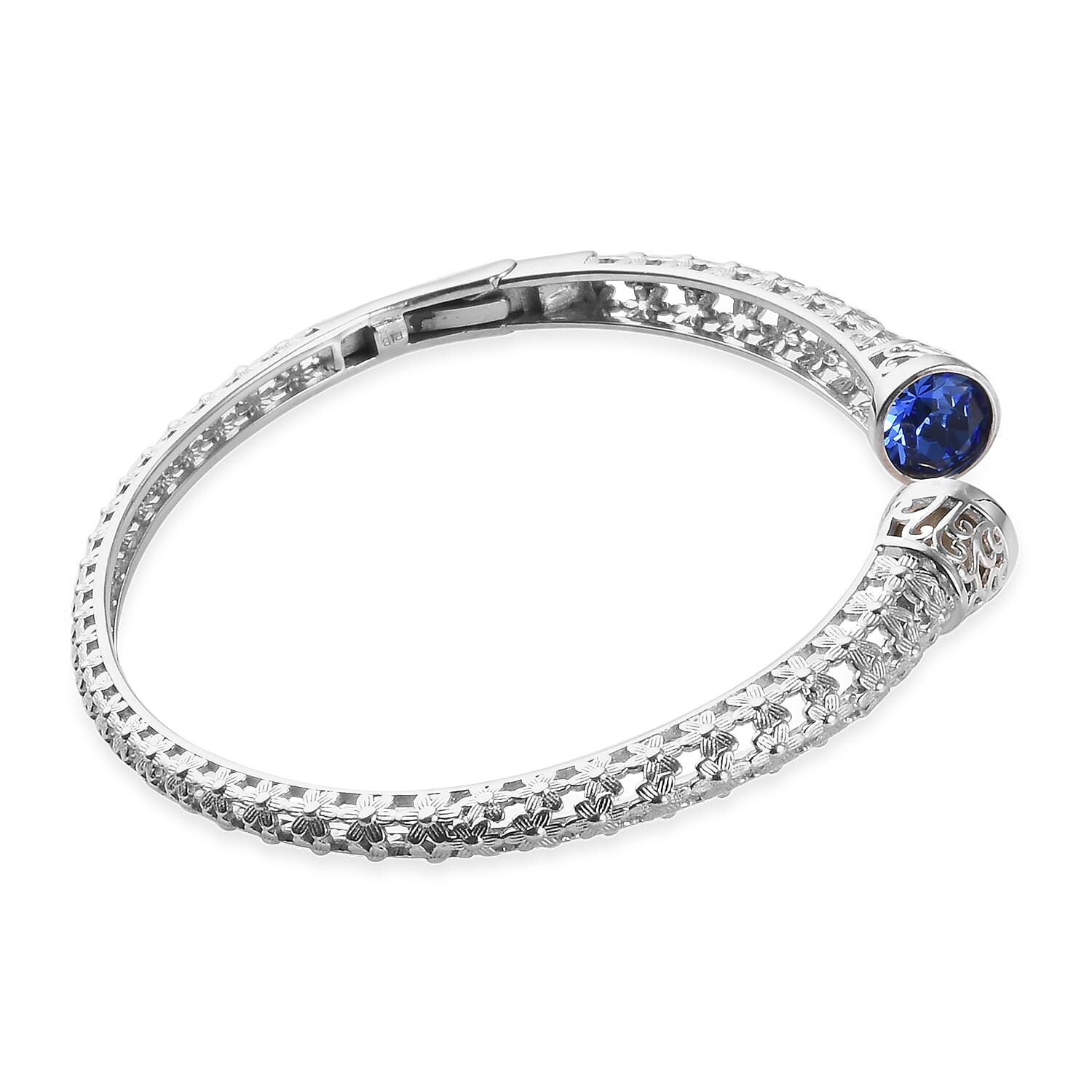 Lustro Stella Sapphire Colour  Cuff Bangle in Platinum Plated 7.5 Inch 3555676 4