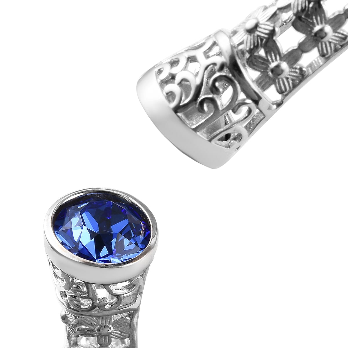 Lustro Stella Sapphire Colour  Cuff Bangle in Platinum Plated 7.5 Inch 3555676 5
