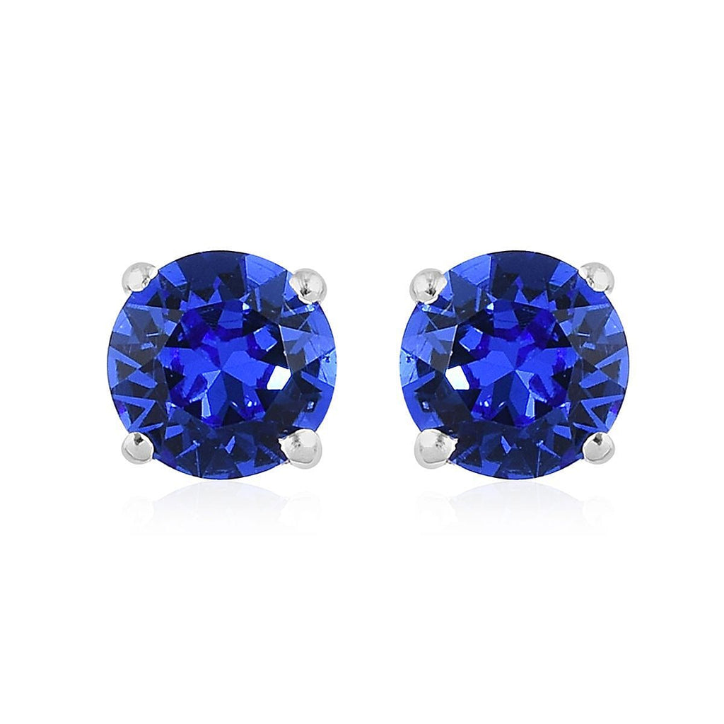 J Francis - Sapphire Crystal Stud Earrings with Push Back in Sterling Silver 1.40 Ct.