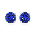 J Francis - Sapphire Crystal Stud Earrings with Push Back in Sterling Silver 1.40 Ct.
