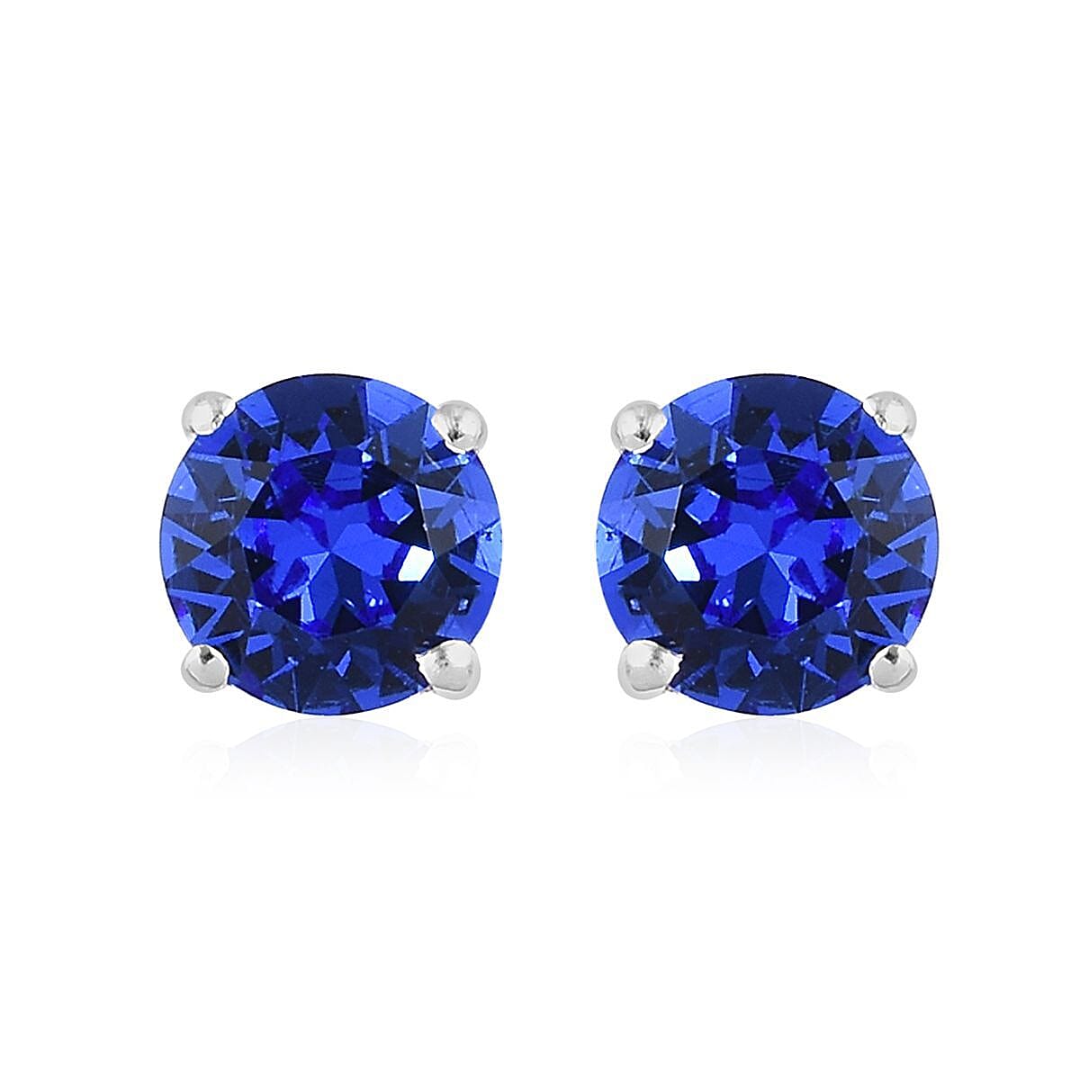 Lustro Stella Sapphire Crystal Stud Solitaire Earrings in Sterling Silver 3647663 0