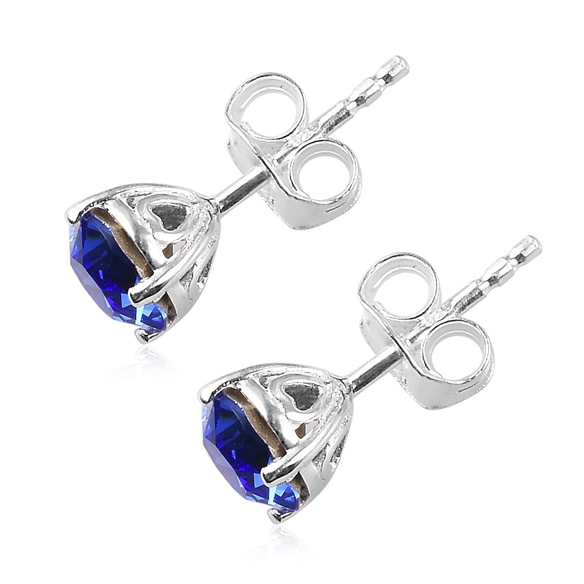 Lustro Stella Sapphire Crystal Stud Solitaire Earrings in Sterling Silver 3647663 4