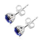 J Francis - Sapphire Crystal Stud Earrings with Push Back in Sterling Silver 1.40 Ct.