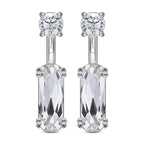 Lustro Stella White Colour Crystal Detachable Earrings (with Push Back) in Platinum Overlay Sterling Silver