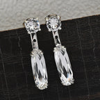 Lustro Stella White Colour Crystal Detachable Earrings (with Push Back) in Platinum Overlay Sterling Silver