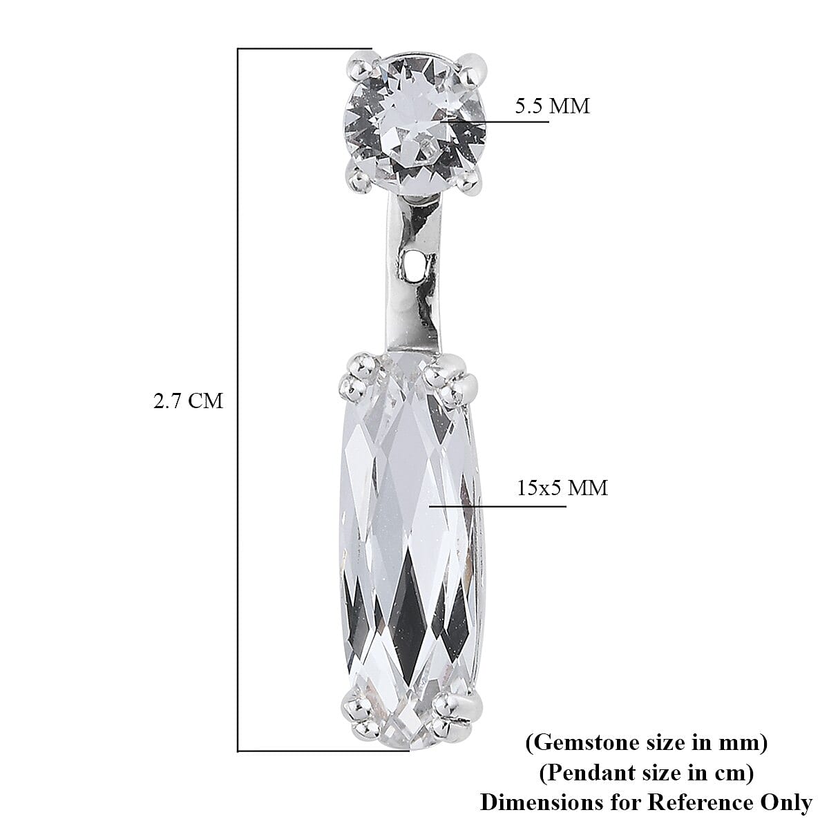 Lustro Stella White Colour Crystal Detachable Earrings (with Push Back) in Platinum Overlay Sterling Silver 3858068 5