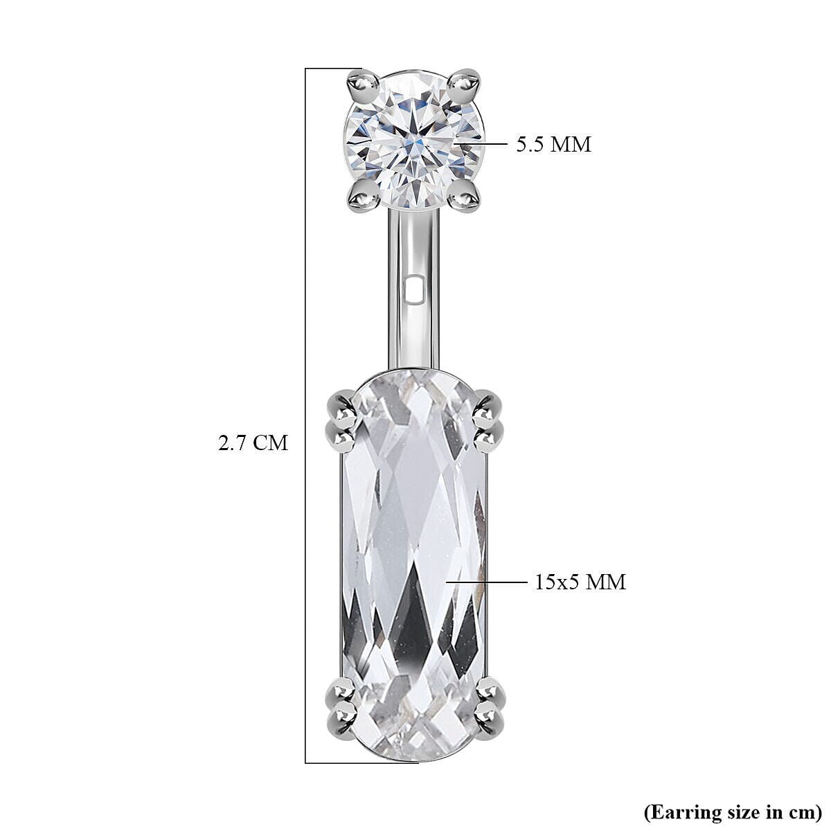 Lustro Stella White Colour Crystal Detachable Earrings (with Push Back) in Platinum Overlay Sterling Silver 3858068 6