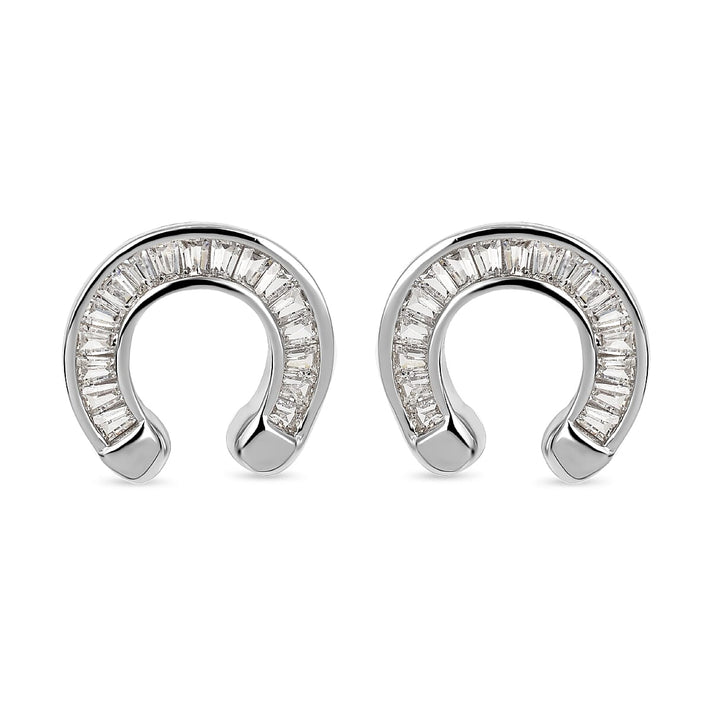 Designer Closeout - White Cubic Zirconia  Earring in Rhodium Overlay Sterling Silver 7814315 1