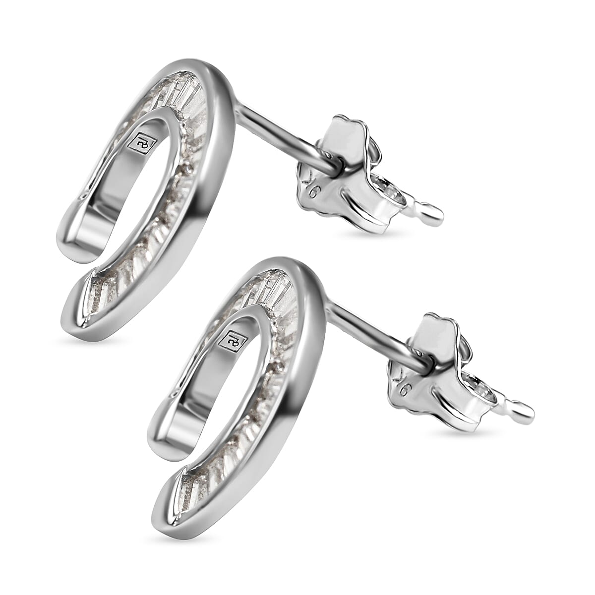 Designer Closeout - White Cubic Zirconia  Earring in Rhodium Overlay Sterling Silver 7814315 3