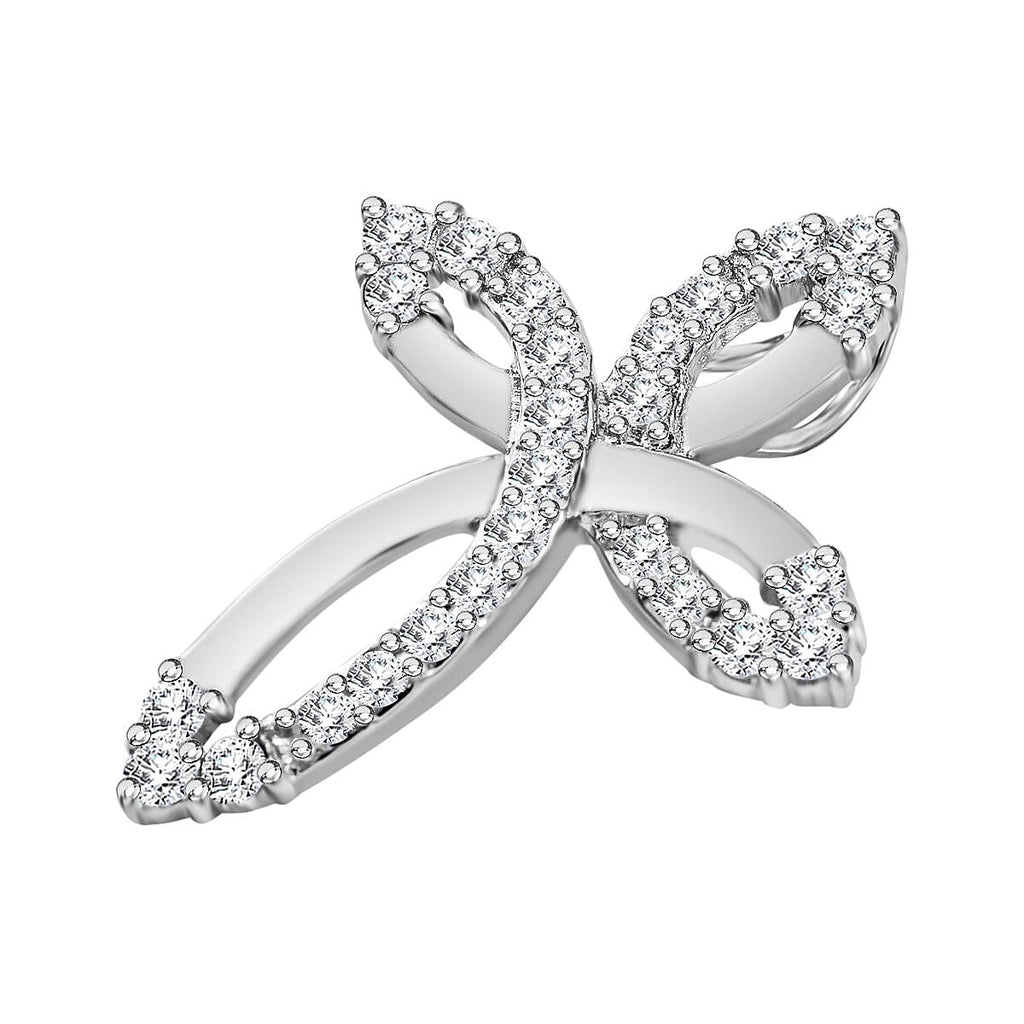 Lustro Stella - White Cubic Zirconia Pendant in Rhodium Overlay Sterling Silver