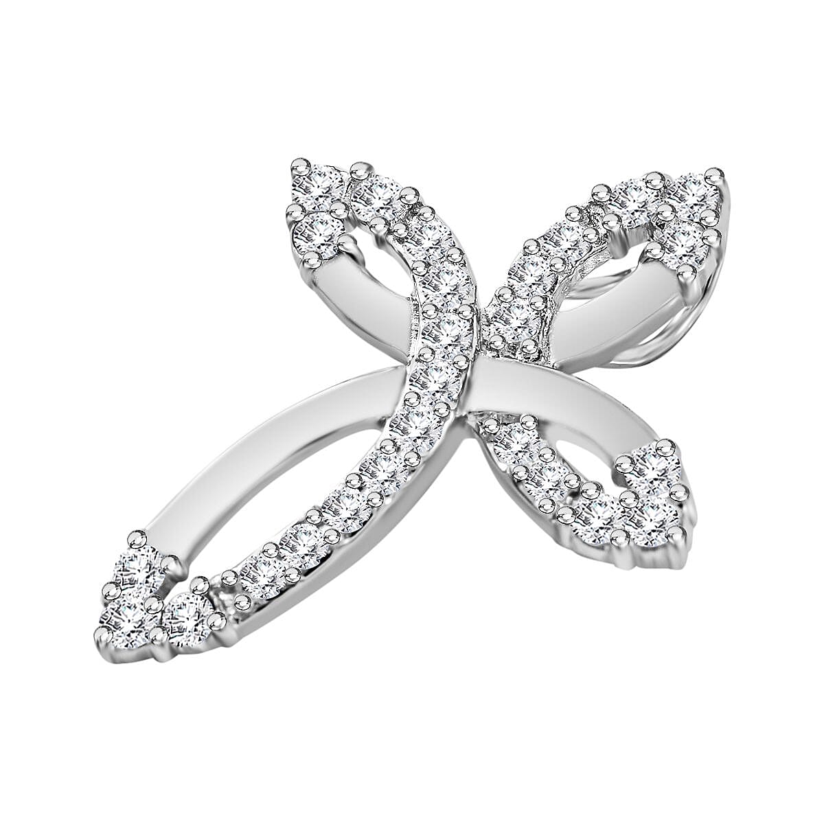 Lustro Stella - White Cubic Zirconia Designer Cross Pendant in Rhodium Overlay Sterling Silver 7813480 3