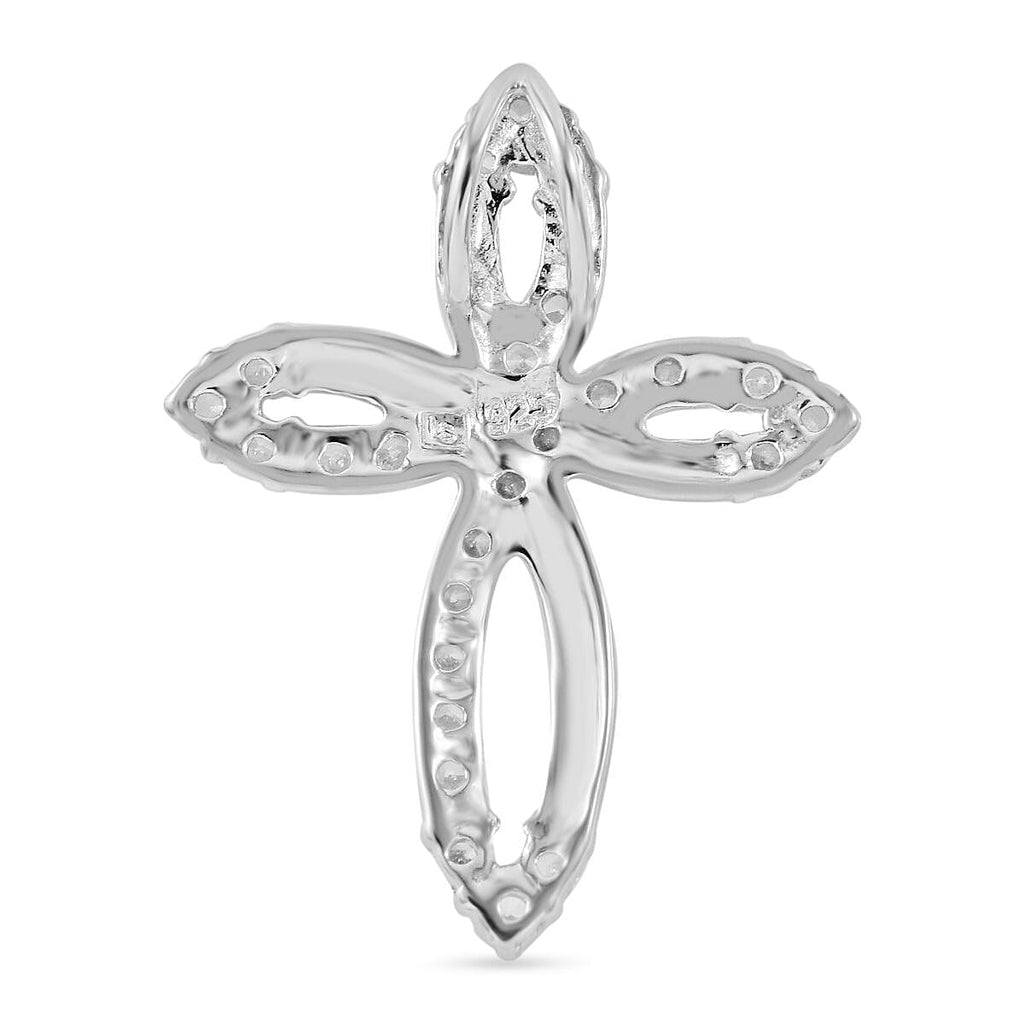 Lustro Stella - White Cubic Zirconia Pendant in Rhodium Overlay Sterling Silver