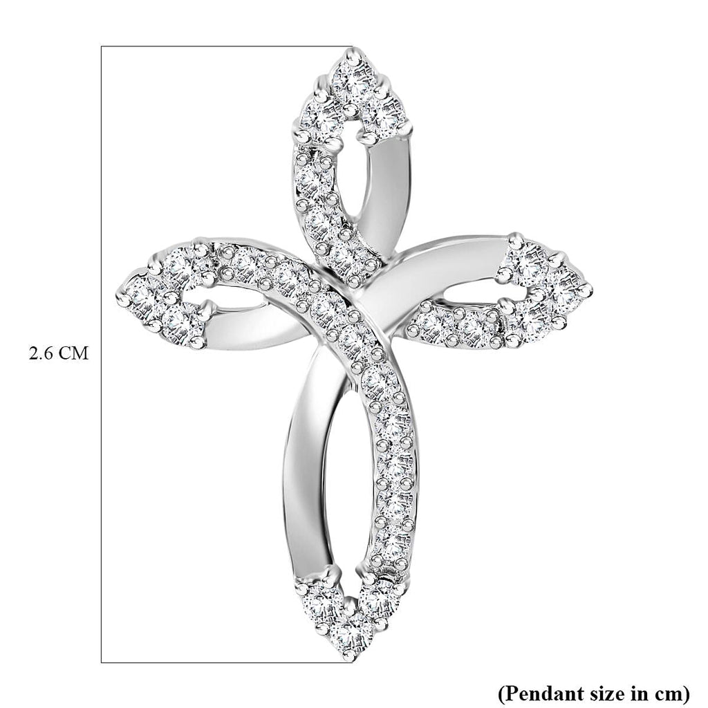 Lustro Stella - White Cubic Zirconia Pendant in Rhodium Overlay Sterling Silver