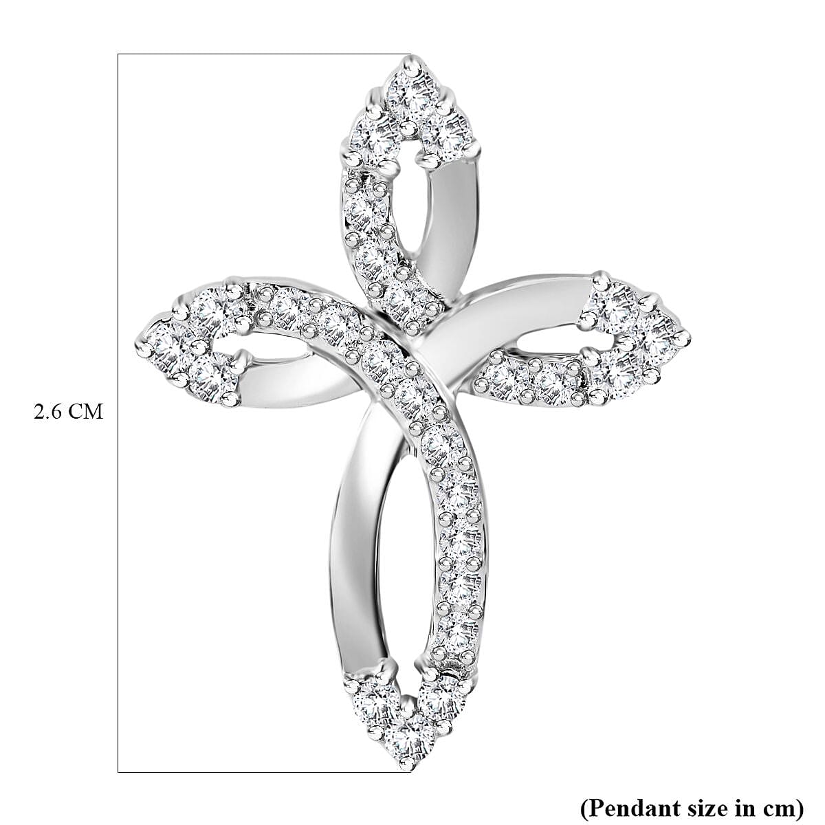 Lustro Stella - White Cubic Zirconia Designer Cross Pendant in Rhodium Overlay Sterling Silver 7813480 5
