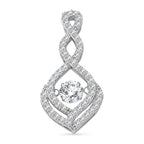 White Cubic Zirconia Pendant in Rhodium Overlay Sterling Silver