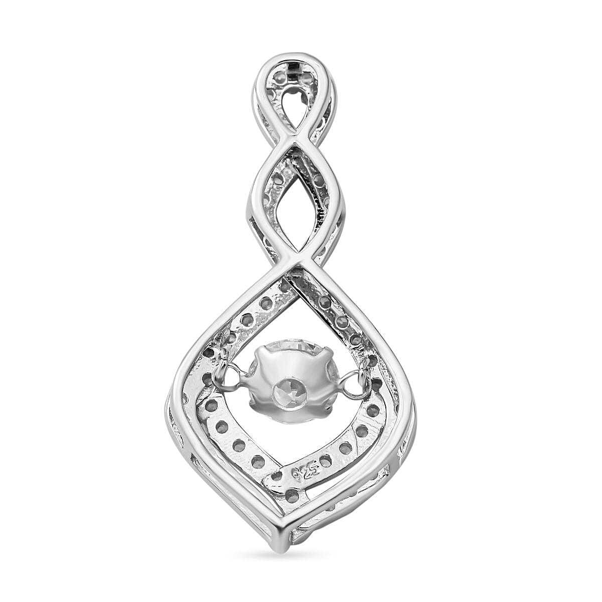 White Cubic Zirconia Pendant in Rhodium Overlay Sterling Silver 7813508 3